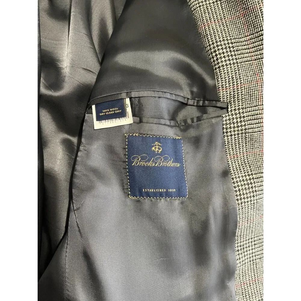 Brooks Brothers Loro Piana wool sport coat Italy blazer business plaid men 44R